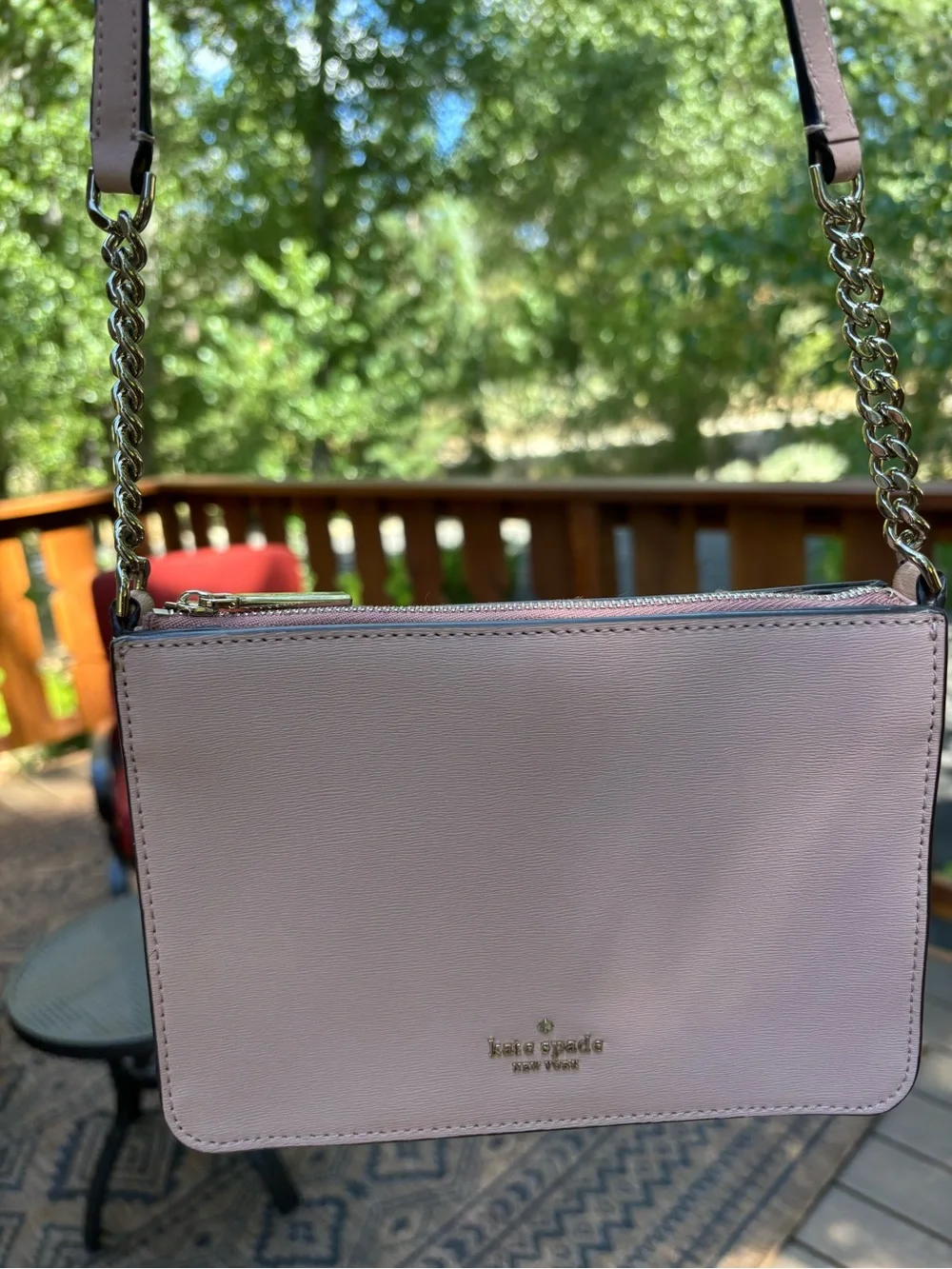kate spade Blush Pink Saffiano Crossbody with Chain Strap